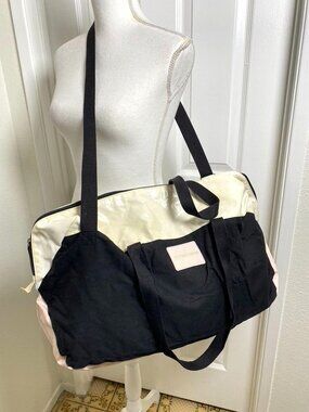 Victoria Secret's Medium Tote Duffle Bag Color Block Travel Overnighter As Is